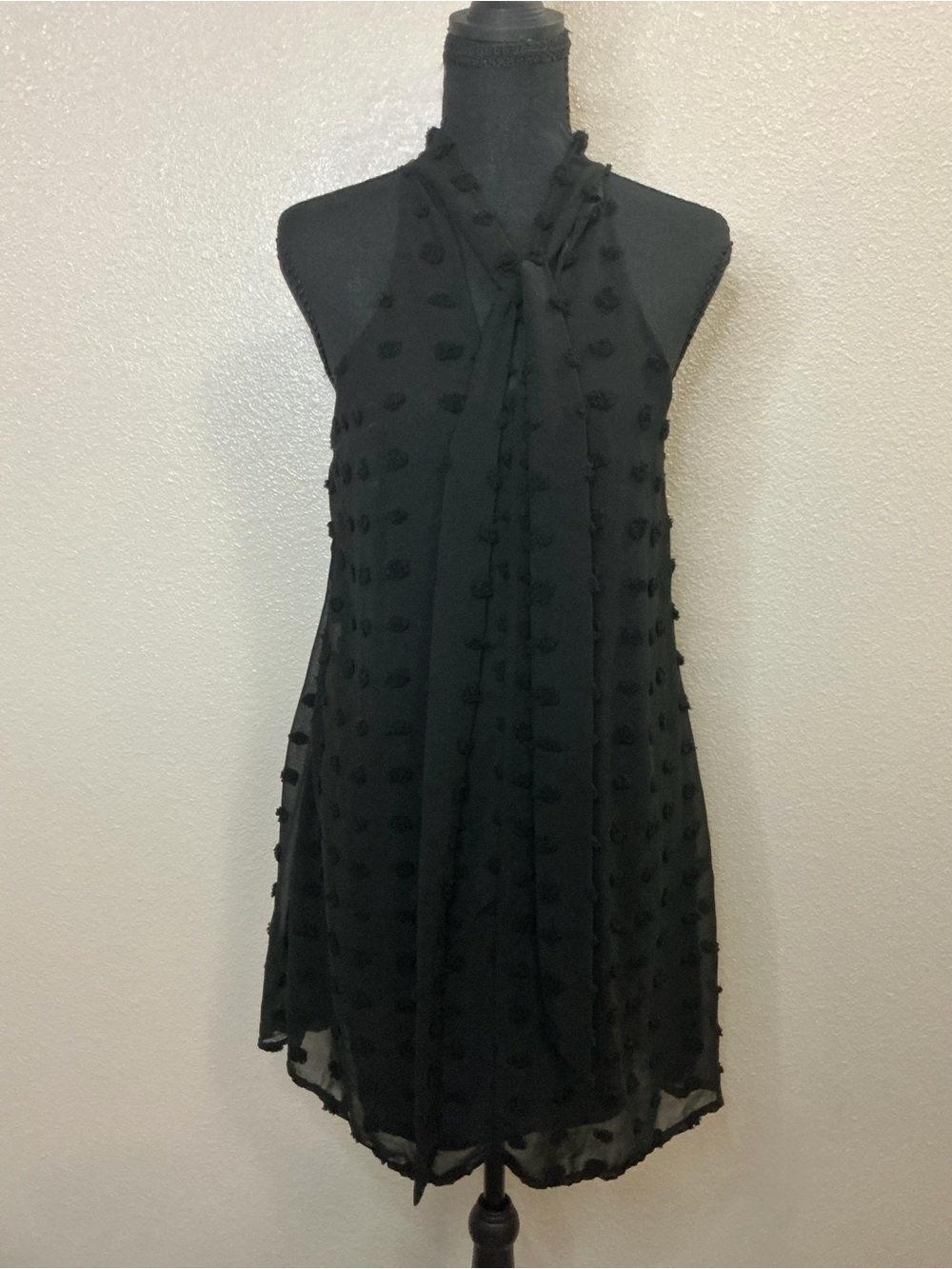 SHEIN Black Textured Halter Mini Dress